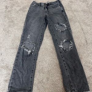 PacSun Charcoal Distressed Women's Straight Leg Jeans